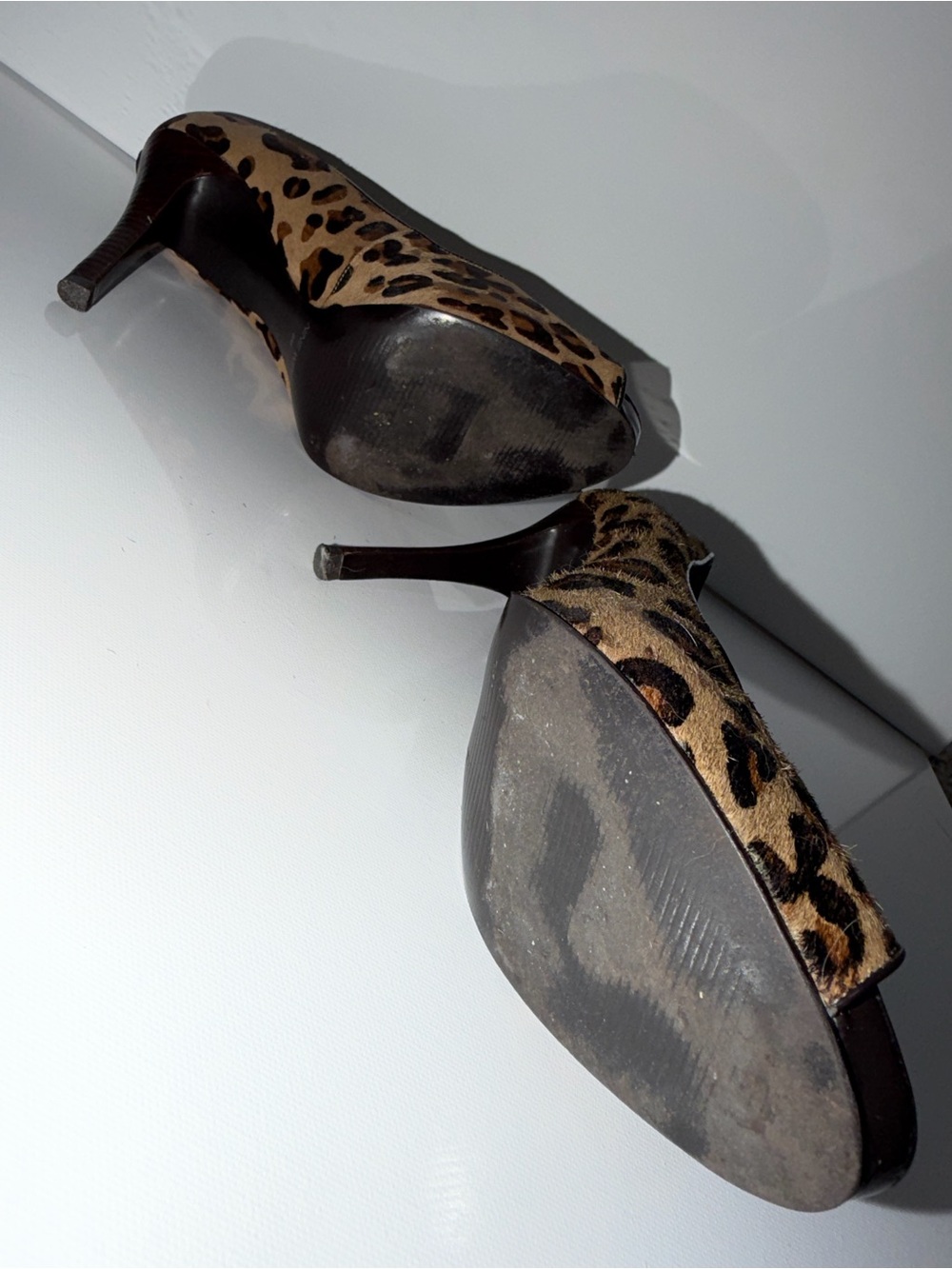 Nine West Leopard Print Peep-Toe Stilettos - Brown/Black - Picture 8 of 10